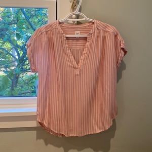 Pink and white striped cotton blouse